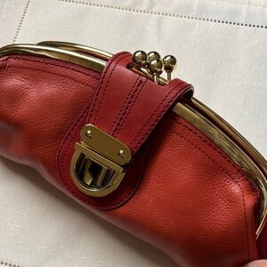 Elegant Red Leather Clutch